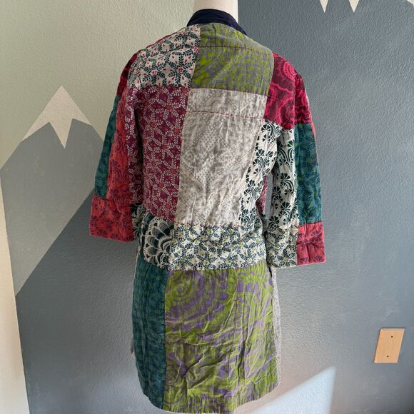 Anthropologie | Lilka Multicolor Patchwork Quilted Cotton Robe XS - Picture 8 of 11